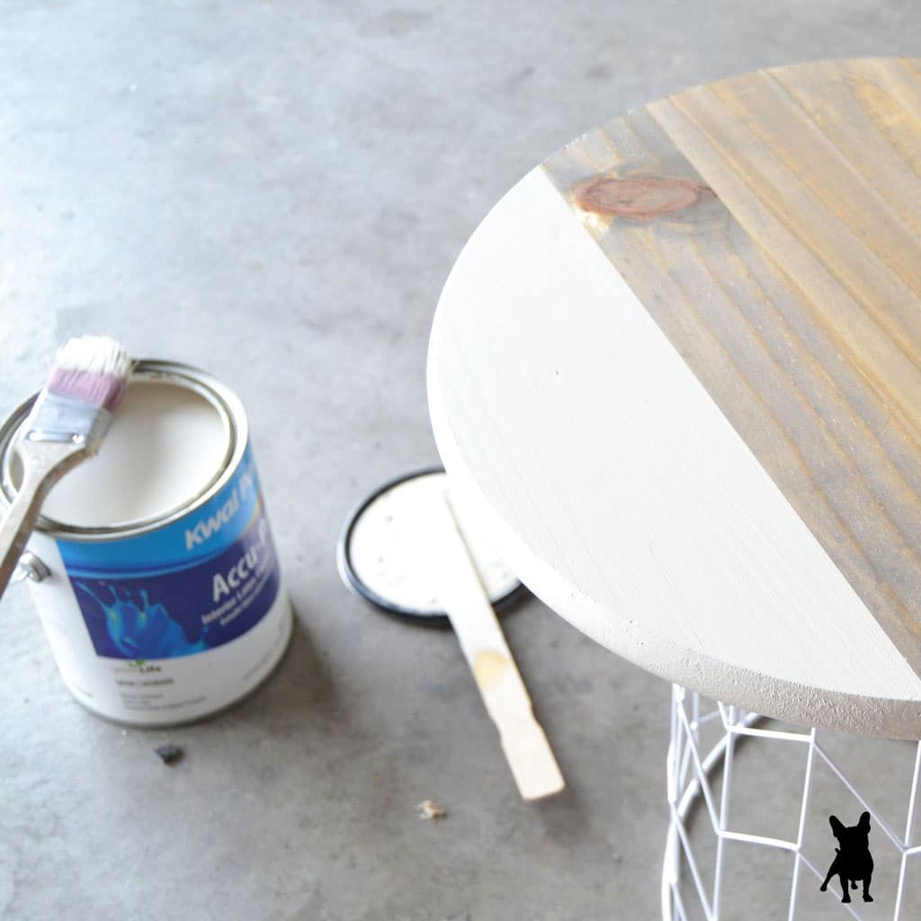 painting white accent on stained wood