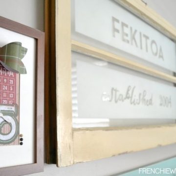 Create a personalized vintage window with some stencil masks and spray paint on seelindsay.com | #diy