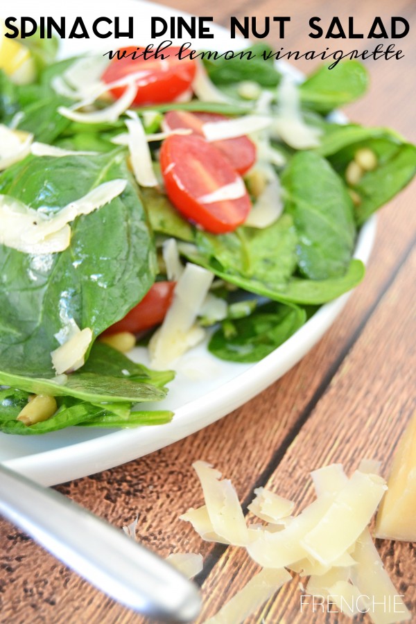 Make this delicious Spinach Pine Nut Salad with Lemon Vinaigrette, only on seelindsay.com #WarmthInACrust #Ad