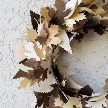 Create a DIY Fall leaf wreath using paper and you Cricut