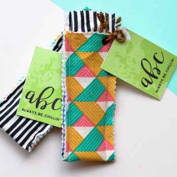 Otter Pop Holder made with scrap fabric and free printable tags that say ABC Always Be Chillin