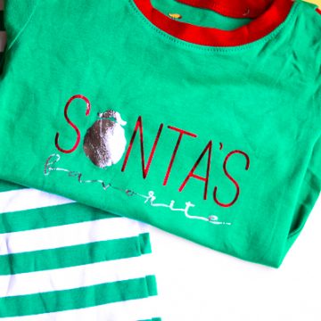 DIY Christmas Pajamas using foil iron-on vinyl and the Cricut EasyPress