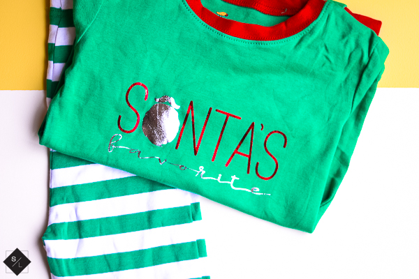 DIY Christmas Pajamas using foil iron-on vinyl and the Cricut EasyPress