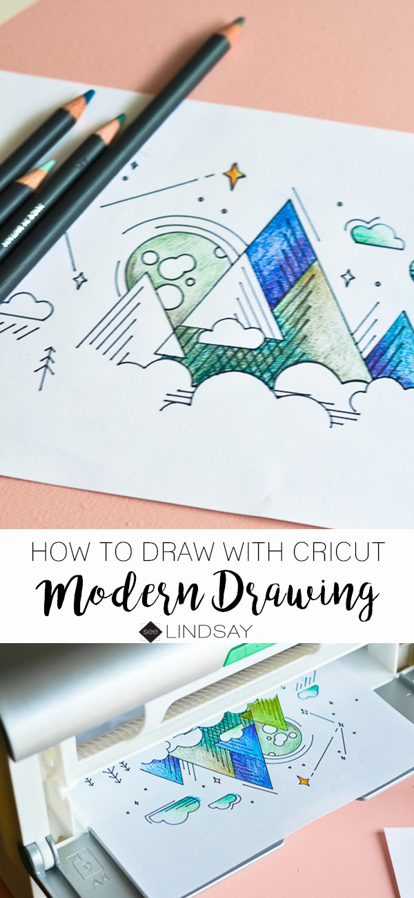 Learn how to draw using your Cricut Explore or Cricut Maker and create this modern mountain art. #CricurMade #Derwent #Xyron #Cricut