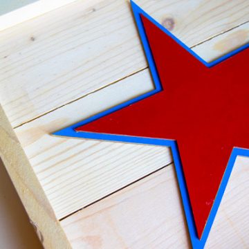 Create this easy Cricut Patriotic Sign perfect for Fourth of July. So easy to make using the Cricut Maker and Knife Blade. #CricutMade