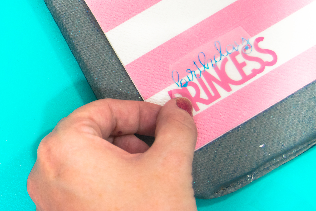 Create your own custom printed napkins at home and at a fraction of the cost. Personalize party napkins to fit any theme. #cricutmade #CricutEasyPress2 #ad #Cricut