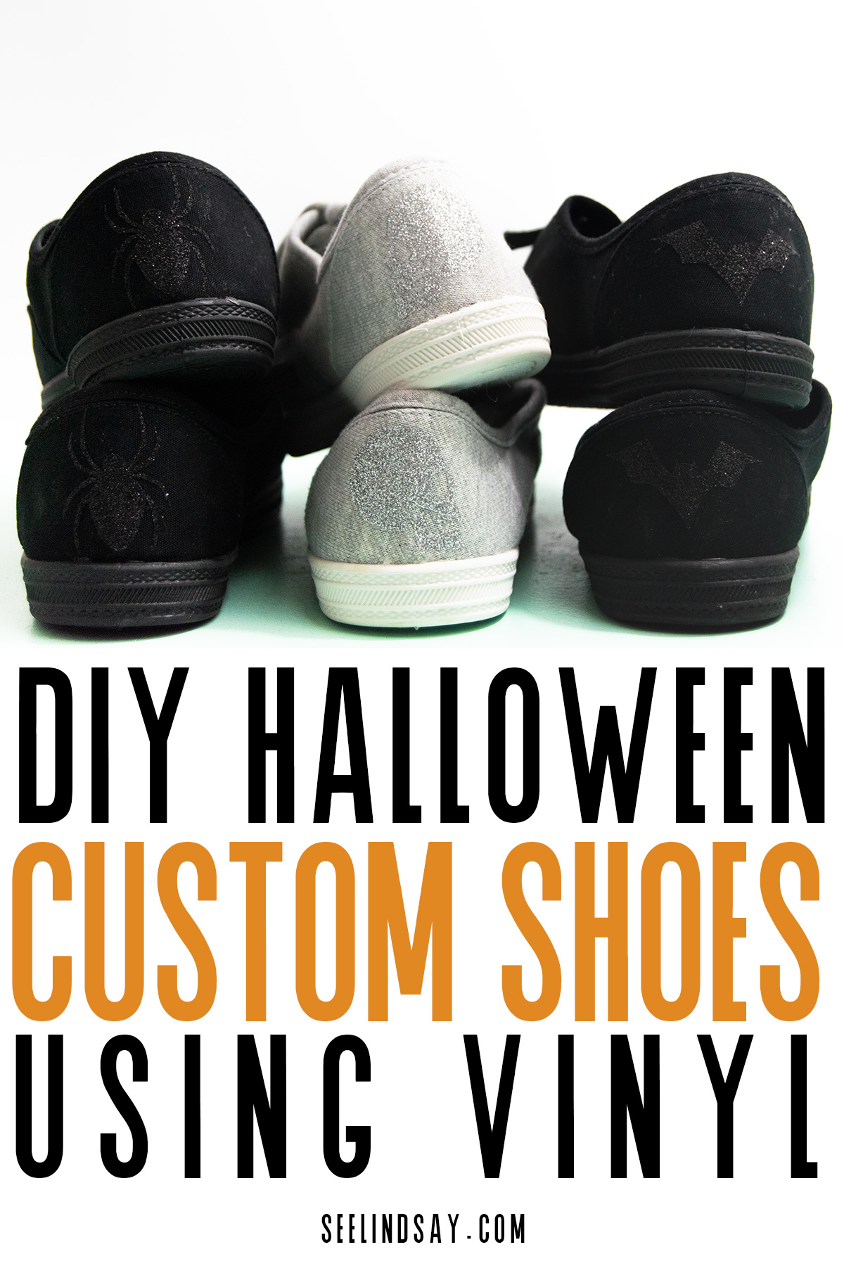 black, grey and black shoes with halloween decals
