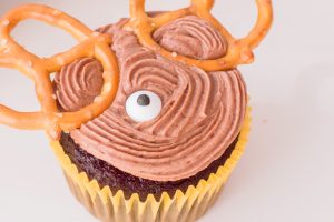 chocolate cupcakes made to look like a reindeer