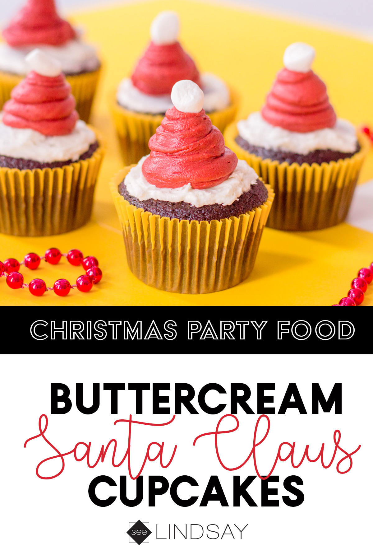 christmas Santa hat frosting on cupcake