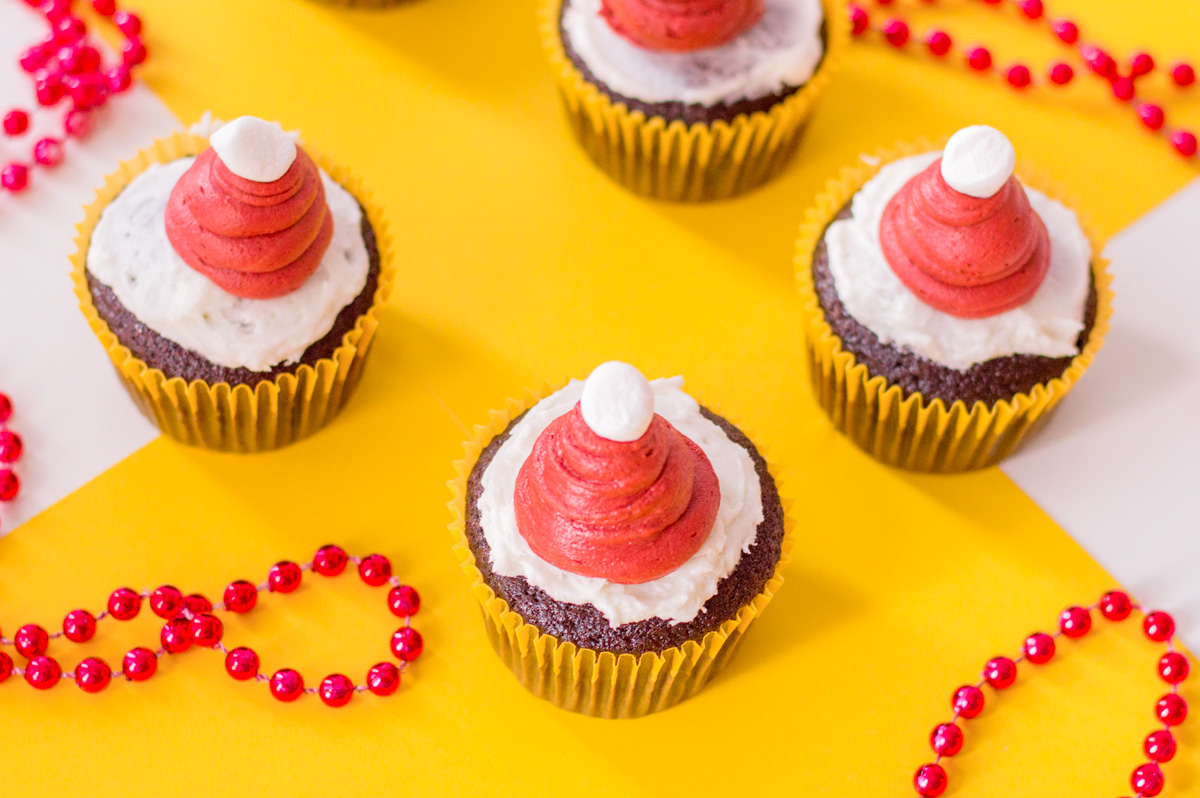 chocolate cupcake with red buttercream frosting
