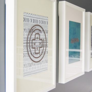 three frames with video game art