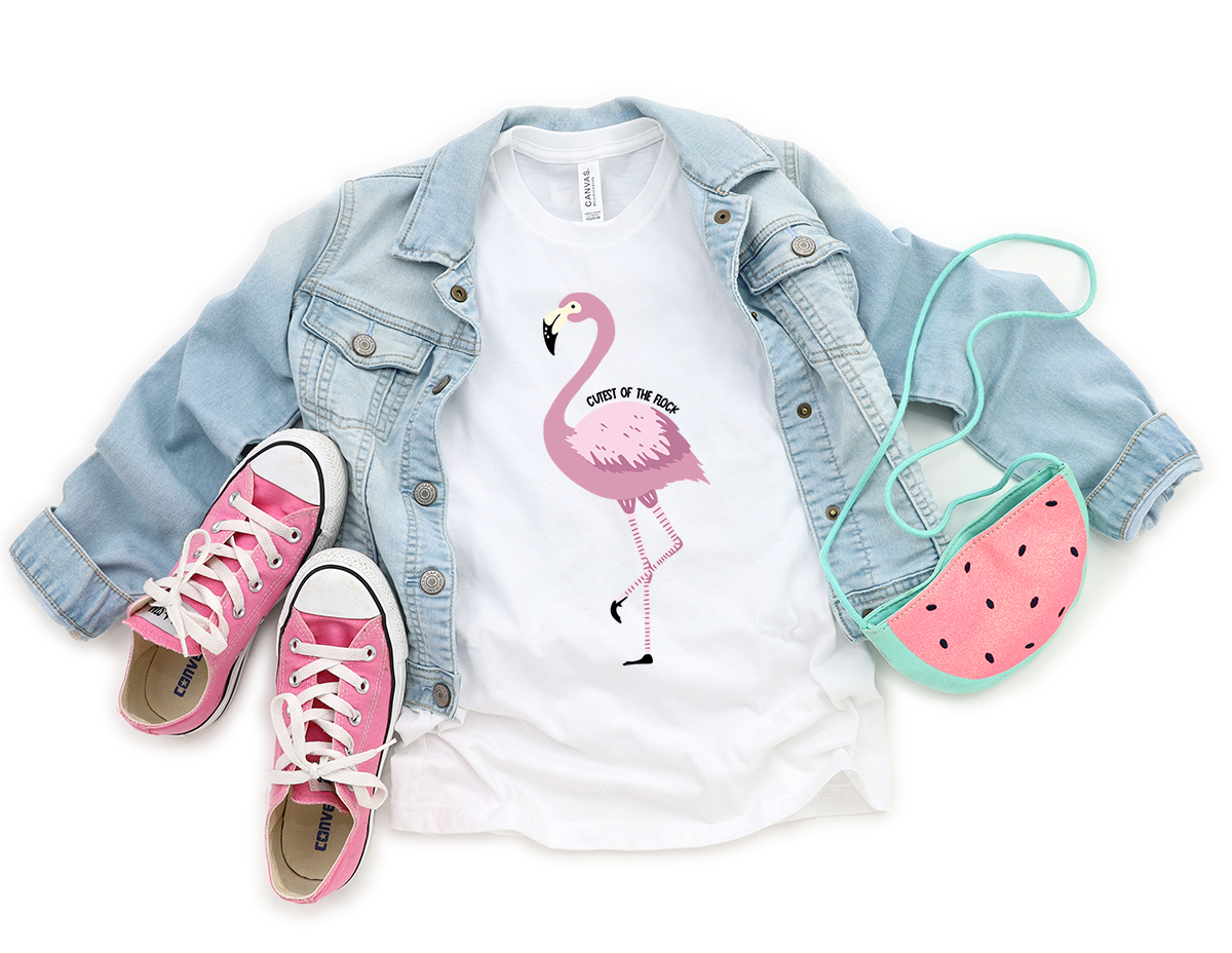 flamingo on a shirt that says cutest of th