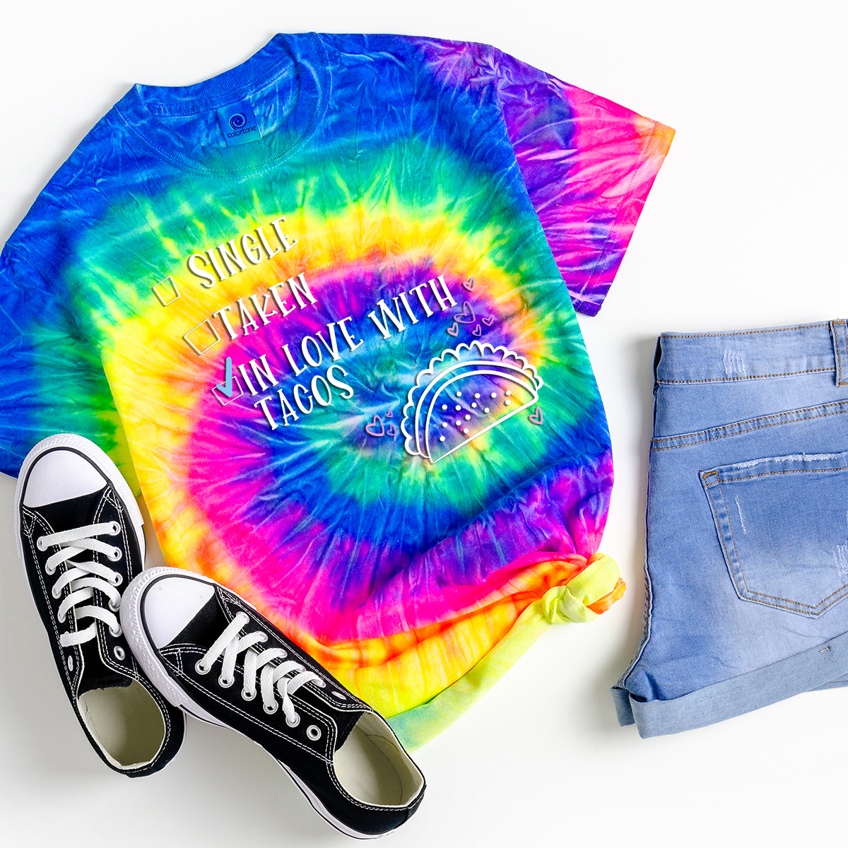 taco quote on tie dye shirt