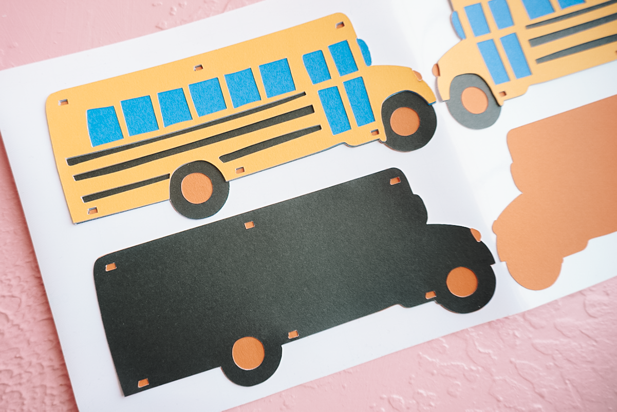 black cardstock bus